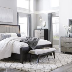 Maretto Brown-Silver LED Panel Bedroom Set

