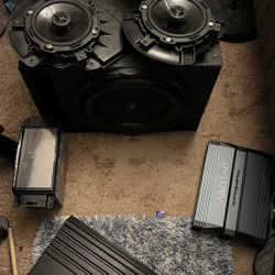 Radio, Amp , Bass Speaker Box And All The Wire For It