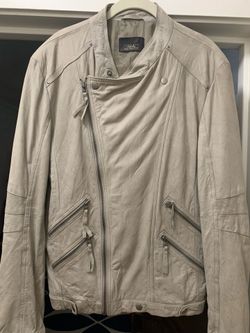 Zara Man Sand Leather Moto Jacket Size Large | Pristine Condition