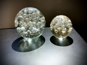 Vintage Bubble Glass Paperweights / Crystal Balls (Set of 2)