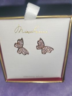 Mia Sarine Sterling Silver Butterfly Stud Earrings