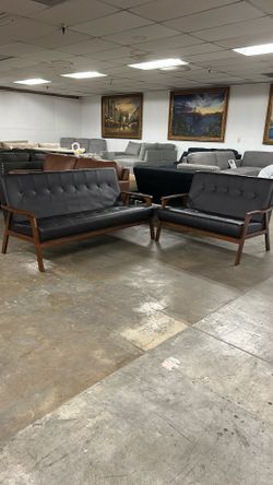Wooden Frame Sofa Loveseat 2-pc Set