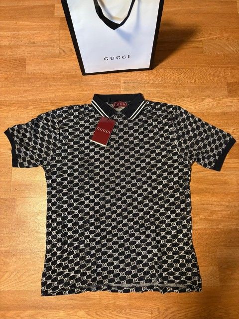 Gg Black Monogram Polo