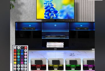 Black Gloss TV Stand with RGB LED Lights