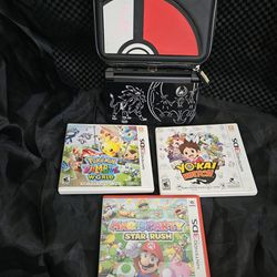 RARE Nintendo 3DS XL Solgaleo Lunala Black Edition+ 3 games and case