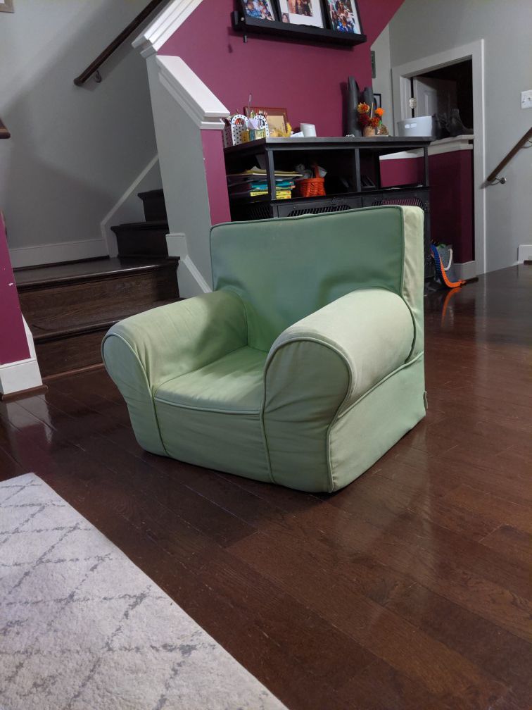 Pottery Barn green kids chair w/o embroidery