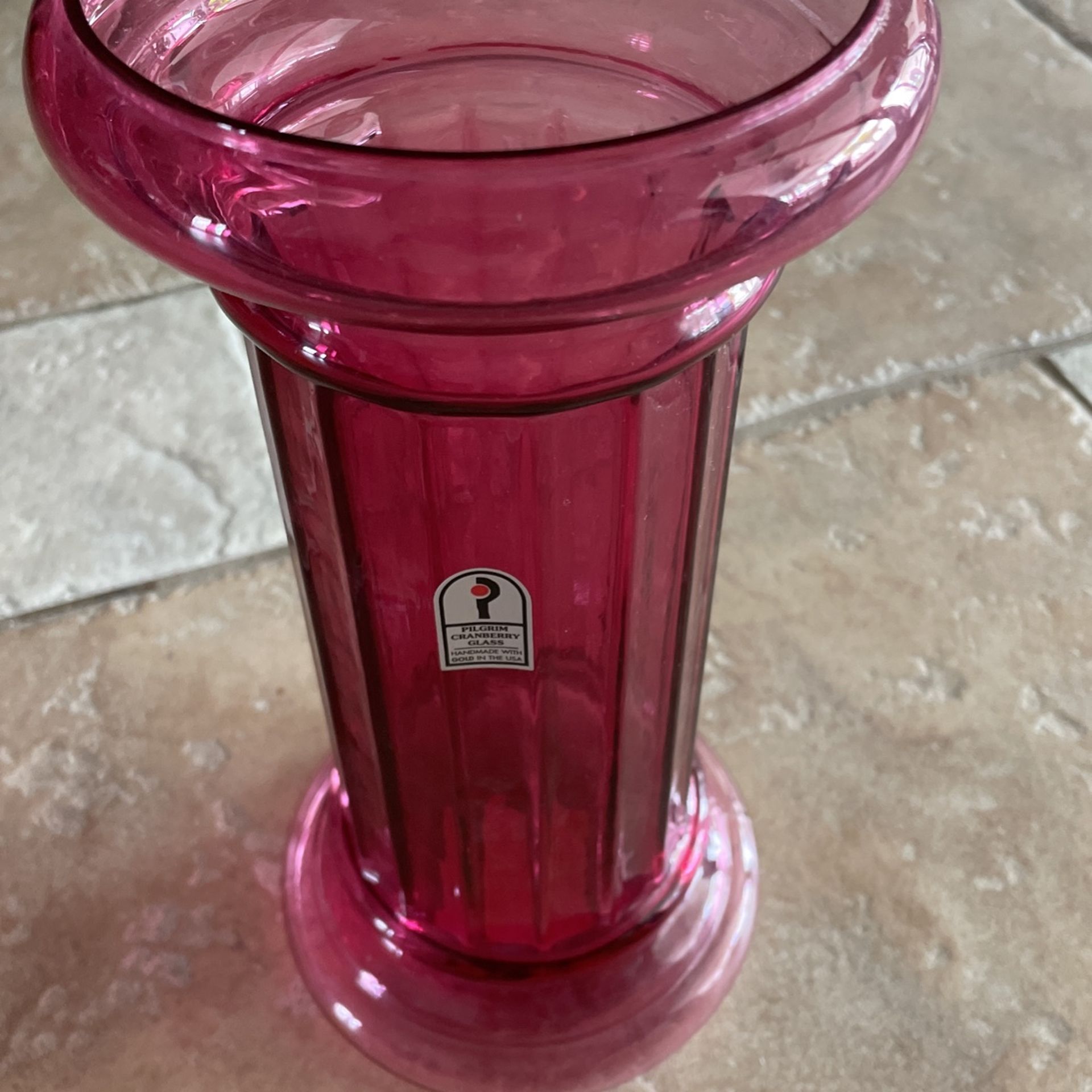 Pilgrim Glass West Virginia Cranberry pedestal Vase