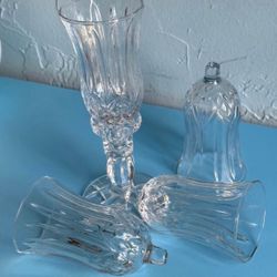Home interiors diamond cut Clear Glass Tiffany candle holders cups