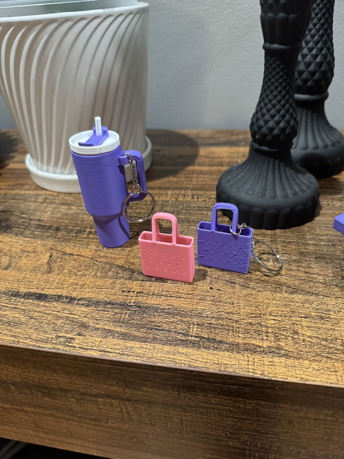 Bag And Water Bottle Keychains 