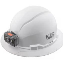 Klein Tools Hard Hat, Non-Vented, Full Brim with Rechargeable Headlamp, White Item #(contact info removed) | Model #60406RL