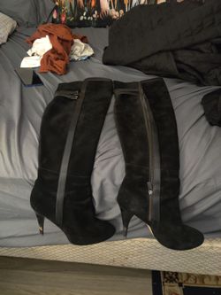 Black Suede Over-the-Knee Heeled Boots