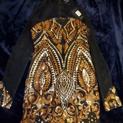Vestido Negro Y Dorado 