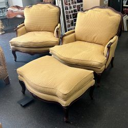 Set Of Antique Chairs And Ottoman 