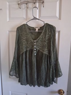 Indigo thread olive green blouse