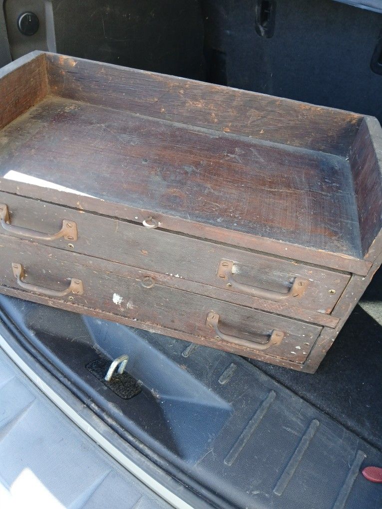 Antique Wood Tool Storage Box