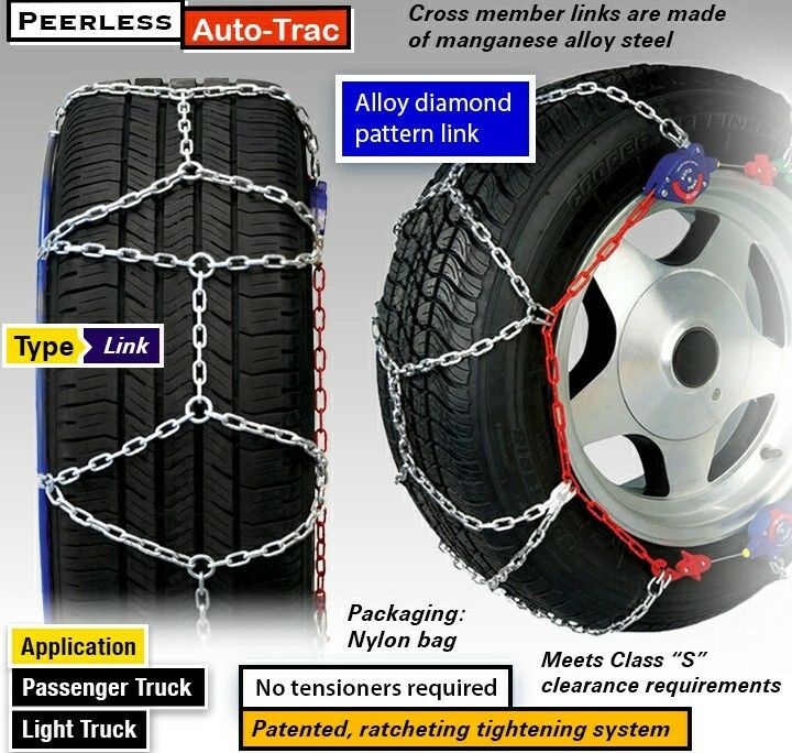 Peerless self tightening traction Snow chains.