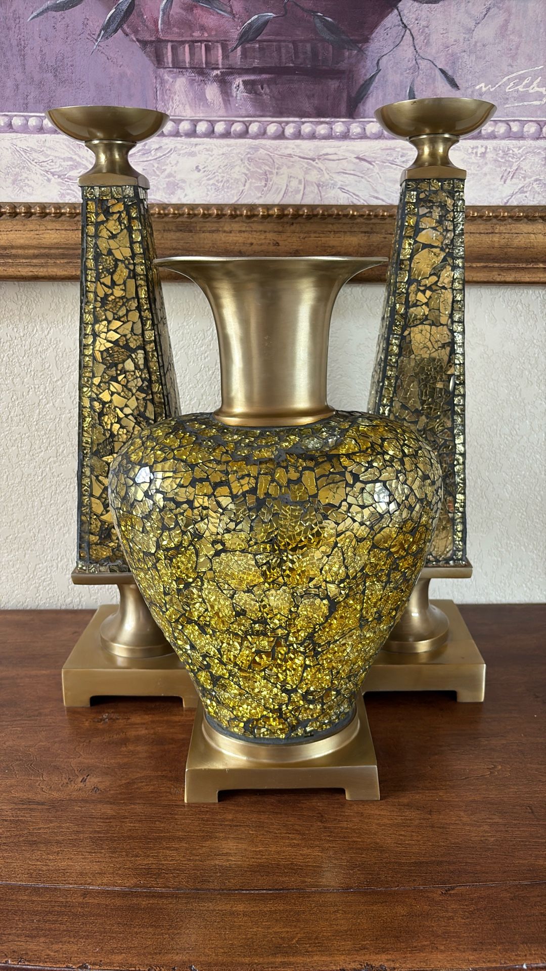 Beautiful Set Of Candle Holders And Base