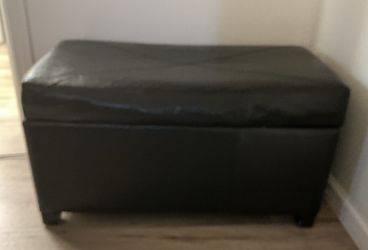 Black Faux Leather Storage Bench | Entryway or Foot of the Bed