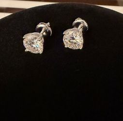 Sterling Silver Moissanite Studs 3 Carats