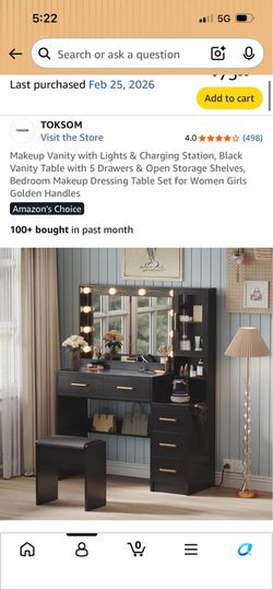 Black vanity table set