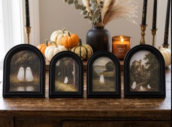 Framed Ghost Art Print in Black Arch Frame