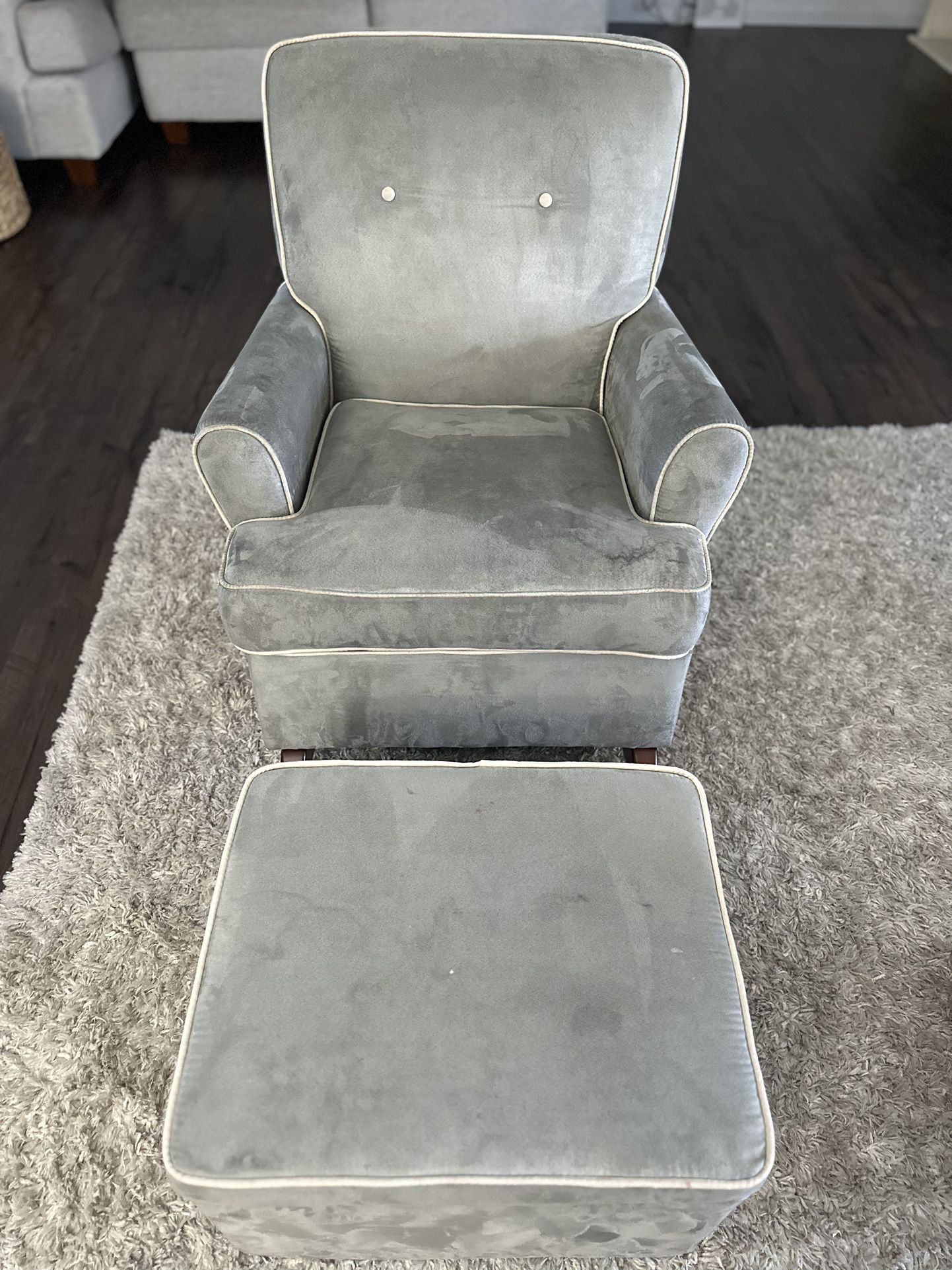 Grey Rocking Chair With Storage Ottoman