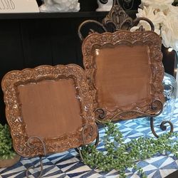 🌟Beautiful ~ SET of 2~Home Interiors-Celebrating Home Discontinued ~ Stoneware Venetian Square Serving Plates