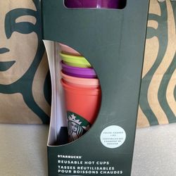 2022 STARBUCKS COLOR CHANGING LIDS 16oz REUSABLE HOT CUPS 6pk