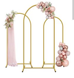 🔥 NEED GONE! 3 Gold Wedding Arch Backdrop Stands 6–6.2-7.2FT – Like New