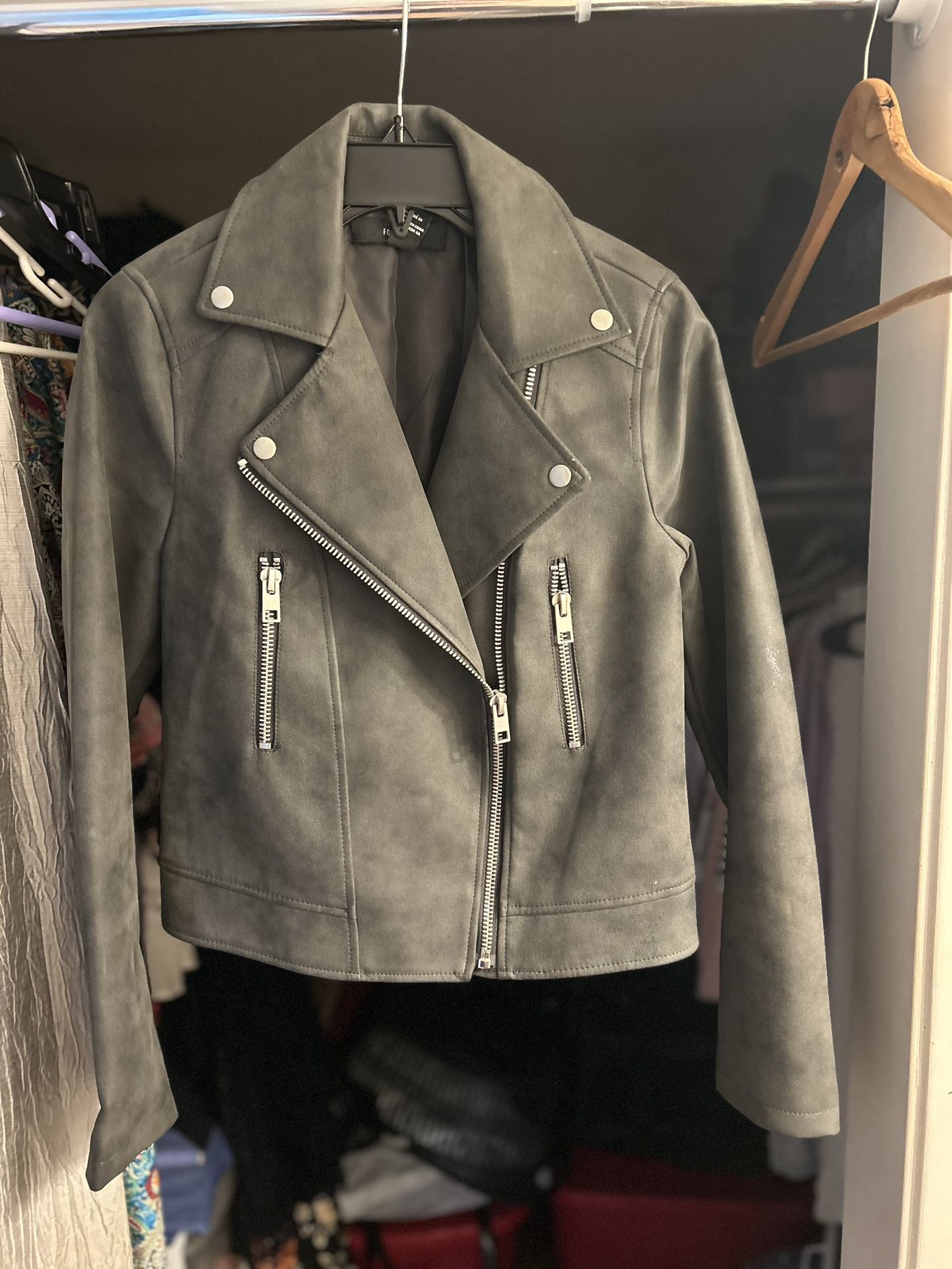 Woman’s Gray Motorcycle Jacket