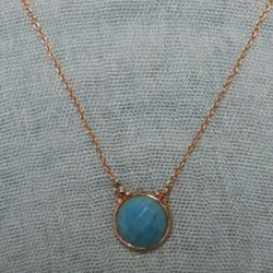 Stella& Dot Gold Tone Aqua Stone Necklace