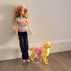 Barbie  Toy and Dog In Good Condition.