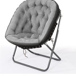 Oversized Saucer Chair, Folding Saucer Chair, Bedroom Papasan Chair, Comfortable Moon Chair (Gray)