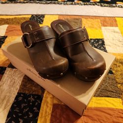 Womens Brown Platform Mules Clogs Sz 8