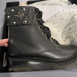 Kate Spade Billie Pearl boots in black and gold, size 7.5  New in box