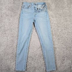 Levis Wedgie Jeans Women 24 (Fits 23x26) Blue Skinny Button Light Wash Denim 
