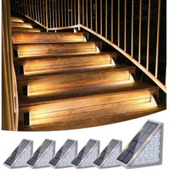 VOLISUN Pack of 6 solar lights for stairs, solar lights for outdoor stairs, waterproof, IP67, outdoor LED light, outdoor light decoration for garden s