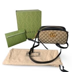 Gucci Marmont Small Camera Bag Quilted Canvas 
