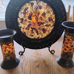 PartyLite Candle Holder And Glowing Plate