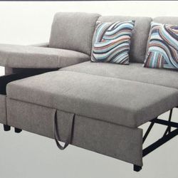 Light Gray Microfiber Sectional Sleeper Sofa Couch 