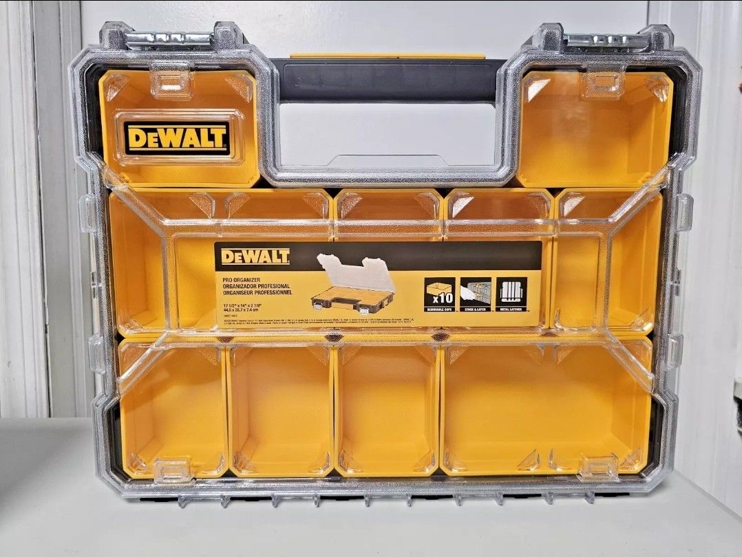 Dewalt 10 Compartment Pro Shallow Small Parts Organizer Bits Storage
