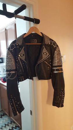 Womens Studded Rocker Leather Jacket