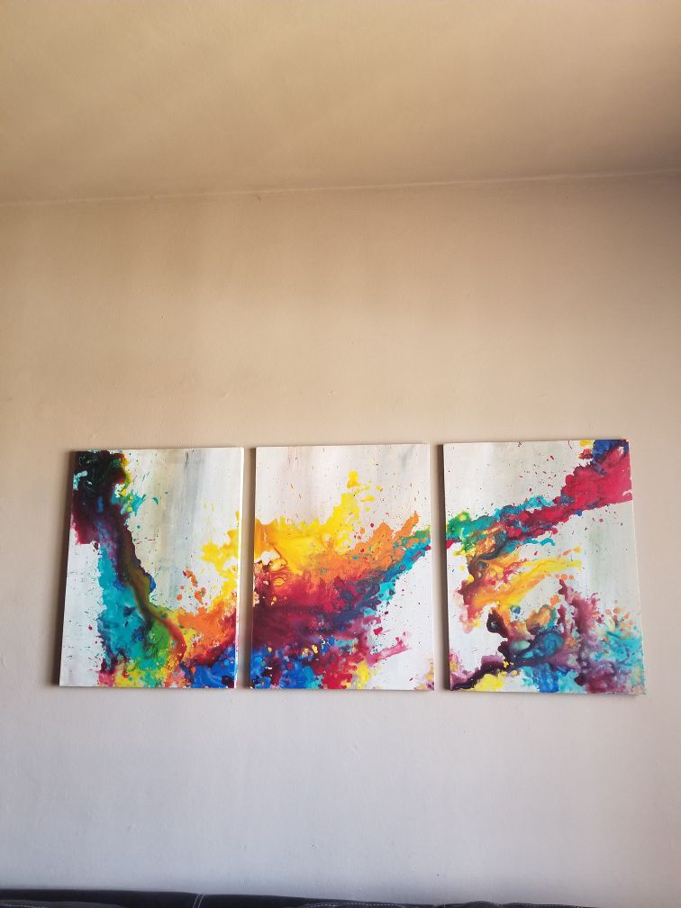 Abstract art set of 3 painting