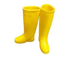 Vtg 1970 Barbie Doll Size Squishy Fiery Felt BOOTS - Yellow