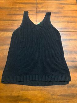 Black Knit Sleeveless Sweater Tank Top