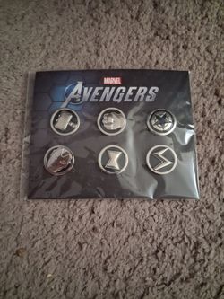New Marvel's Avengers 2020 Video Game Promo Pin Set - 6pc Silver Insignia Pins Sealed