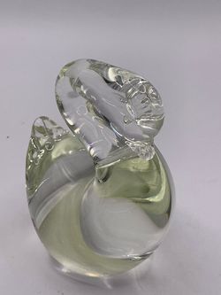 Clear Glass Swan Figurine Paperweight
