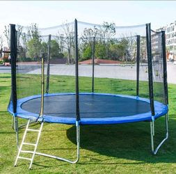 12FT Blue Outdoor Trampoline with Enclosure Net Ladder New in Box