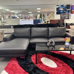 Black Real Leather Sectional Sofa For Sale (brand New Furniture) 