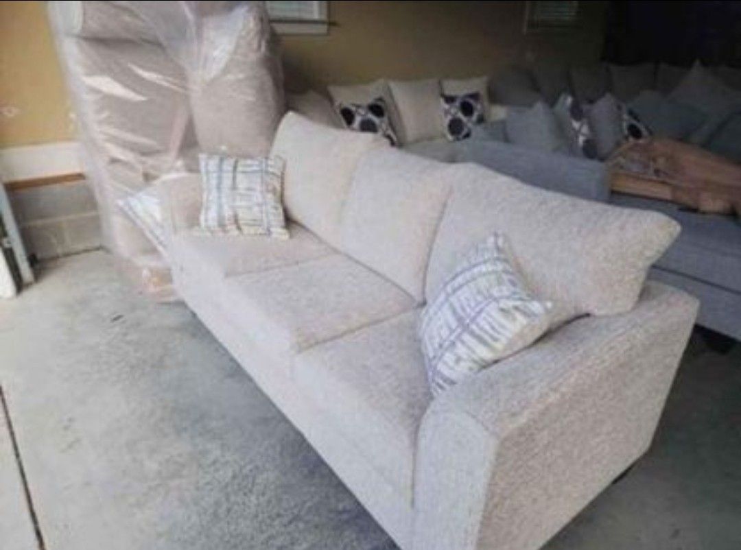 Brand New Artisanal Sand Tan Sofa/Loveseat Sets